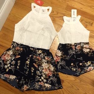 Mommy and Me matching floral lace rompers